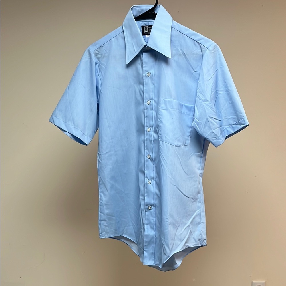 Light Blue Vintage Men's Short Sleeve Shirt